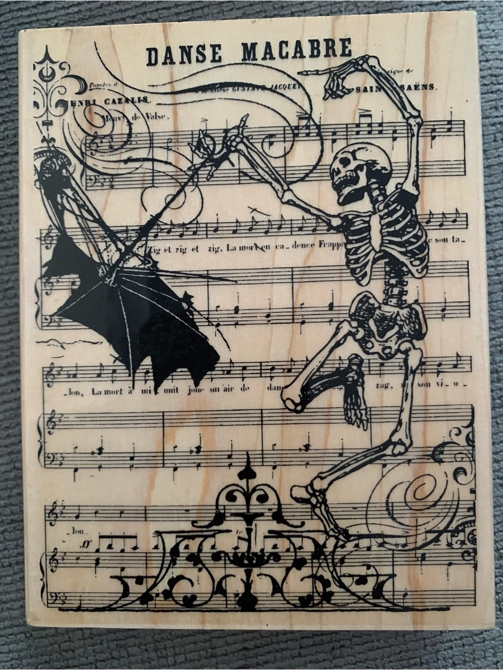 Stampendous! DANSE MACABRE Rubber Stamp Music Sheet Skeleton Halloween. Rare ⭐️